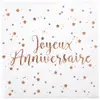SANTEX Serviettes en papier Joyeux anniversaire rose gold 33 x 33 cm - Rose - Lot de 10