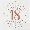 SANTEX Serviette de table anniversaire 18 ans blanche et rose gold métallique (x10) REF/7350
