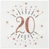 Santex Verjaardag feest servetten leeftijd - 10x - 20 jaar - rose goud...