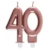 SANTEX REF/6932 -Décoration gâteau anniversaire avec bougie 40 ans rose gold métallique (x1)