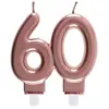 SANTEX REF/6932 -Décoration gâteau anniversaire avec bougie 60 ans rose gold métallique (x1)