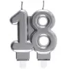 SANTEX Bougie décorative pour gâteau d’anniversaire 18ans argentée mét...
