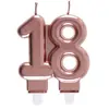 SANTEX REF/6932 -Décoration gâteau anniversaire avec bougie 18 ans rose gold métallique (x1)