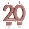 SANTEX REF/6932 -Décoration gâteau anniversaire avec bougie 20 ans rose gold métallique (x1)