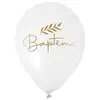 SANTEX 6 Ballons en latex Baptême de 30cm REF/8009 Blanc et doré or.