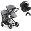 HAUCK - Poussette DUO double Atlantic Twin Grey + I-Snug 2 Shale