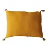ED Enjoy Home Coussin Panama avec 4 Pompons Jute, 50x70cm, Moutarde, 2007MOCJT050070