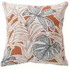 Coussin décoratif déhoussable motif feuillage tropical Blanc 40x40 cm