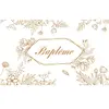 CHAKS Chemin de table - Baptême - Fleuri - Blanc - 30cm x 5m - Synthétique - Autres motifs