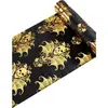 CHEMIN DE TABLE VELOURS SKULL NOIR OR 3MX28CM