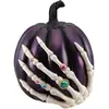 CITROUILLE RÉSINE DÉCO MAIN SQUELETTE 27CM VIOLET