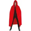 CHAKS Halloween Dracula cape - voor volwassenen - rood - fluweel - L182 cm