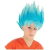 CHAKS Perruque - Dragon Ball - Goku Saiyan Super - Enfant - Bleu turquoise
