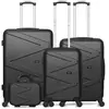 Set de 4 valises - WAVE PARIS - AMAZONE-C - 4 roues - Noir