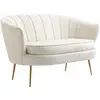 Homcom Canapé 2 Places Design Coquillage Pieds Dorés Velours Crème