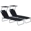 chaise longue - Outsunny - Métal - 187x58x36cm - Noir