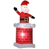 Outsunny HOMCOM Père Noël gonflable avec cheminée lumineux LED hauteur 210 cm polyester imperméable rouge blanc noir