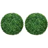 HOMCOM Lot de 2 buis artificiels topiaires artificielles en forme de boule Ø 40 cm PE vert
