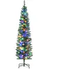 HOMCOM Sapin de Noël Artificiel Lumineux 180 cm en Forme de Crayon, Arbre de Noël avec 150 lumières Multicolores, 390 Branches