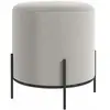 HOMCOM Tabouret rond style contemporain châssis piètement acier noir assise aspect velours gris clair