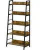 HOMCOM Étagère bibliothèque style industriel incliné 5 niveaux 70L x 35l x 150H cm coloris bois vieilli noir