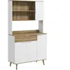 HOMCOM Buffet haut design scandinave - 4 portes, 3 étagères, tiroir, 3 niches - panneaux blanc aspect bois