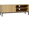 Meuble TV - HOMCOM - Design industriel - Bois clair et métal noir - Po...