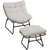 Outsunny - Chaise avec repose-pieds - Polyester - 69x76x70cm - Bois na...