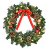HOMCOM Couronne de Noël artificielle lumineuse - Décoration de Noël LED - Ø 60 cm 20 LED blanc chaud - décoration incluse 60x10x60cm Vert