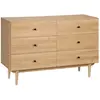 HOMCOM Commode vintage 6 tiroirs coulissants piètement bois de pin panneaux aspect bois de teck 120x40x80cm Marron