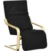 HOMCOM Fauteuil style nordique - repose-pied réglable - déhoussable - bois de bouleau tissu noir 66x94x100cm Noir