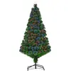 HOMCOM Sapin de Noël Artificiel Lumineux 150H cm Fibre Optique Multicolore + Support Pied 180 Branches étoile Sommet