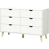 Commode - HOMCOM - Design scandinave - 6 tiroirs - Bois pin - Blanc