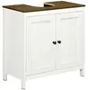 KLEANKIN Meuble salle de bain - meuble sous-vasque - placard 2 portes avec étagère - panneaux blanc aspect bois noyer 60x30x60cm Blanc