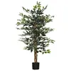 HOMCOM Plante artificiel ficus bania 75x75x130cm Vert