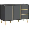 HOMCOM Buffet 2 portes 2 étagères 3 tiroirs design scandinave panneaux particules gris aspect bois clair 120x40x80cm Gris
