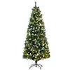 HOMCOM Sapin de Noël artificiel LED 703 branches 30 pommes de pin H.180 cm