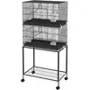 PawHut Double cage à oiseaux sur rou