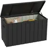 Outsunny Coffre de rangement jardin capacité 450L - vérin à gaz, roulettes, poignée - acier PP anthracite