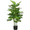 Plante artificielle calathea HOMCOM hauteur 120 cm pot ciment 53 feuil...