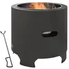 Brasero Outsunny sans fumée foyer à bois extérieur rond portable en mé...