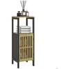 HOMCOM-Badkamerkast-Hout-32x30x90.5cm-Zwart
