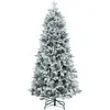 HOMCOM Sapin de Noël artificiel enneigé H.180 cm 1489 branches 33 pommes pin