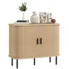 Buffet HOMCOM meuble de rangement avec portes coulissantes à lattes, a...