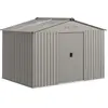 Abri de jardin en métal - Outsunny - 4,9 m² - fondation, porte coulissante verrouillables, 4 aérations - 277x195x192cm - anthracite