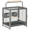 Cage à oiseaux - PawHut - 2 bols en acier inoxydable, 2 perchoirs en b...