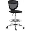 VINSETTO Chaise de bureau hauteur et repose-pieds réglable tissu maille noir