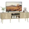 Meuble TV - HOMCOM - jusquà 65 pouces - 2 portes 2 compartiments ouver...