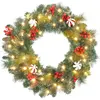 HOMCOM Couronne de Noël lumineuse LED décorée dia. 60 cm 50 LEDs blanc...