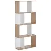 Bibliothèque étagère HOMCOM contemporaine en S 4 étagères chêne blanc